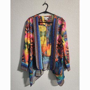 OO LALA Blazer Women’s Small Vibrant Colored Cardigan Rhinestones